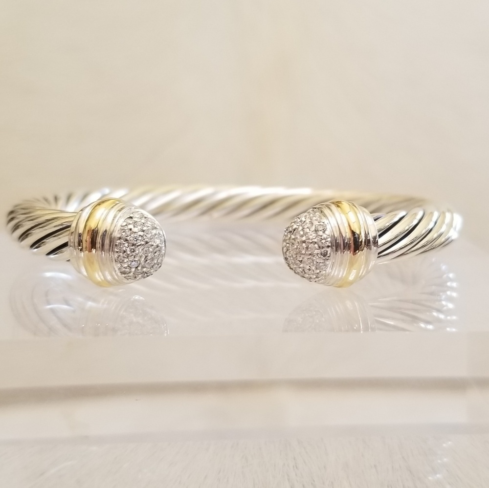 DAVID YURMAN 7MM CABLE BRACELET WITH PAVE DIAMONDS